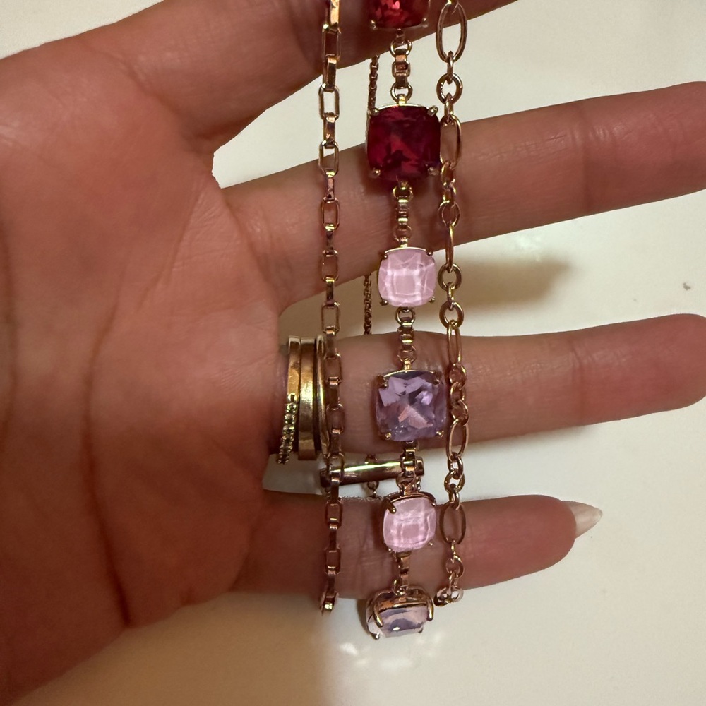 Bomb Party Jewel Candy Pink and Purple Gemstone on Rose Gold bracelet